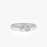 14k Marquise and Round Lab Grown Diamond Stacking Ring - Stina 14K White Gold Ferkos Fine Jewelry