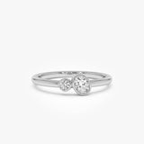 14k Round and Oval Lab Grown Diamond Bezel Ring - Runa 14K White Gold Ferkos Fine Jewelry