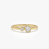14k Round and Oval Lab Grown Diamond Bezel Ring - Runa 14K Gold Ferkos Fine Jewelry