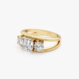 1.50 CTW 14k Cushion Cut Three Stone Lab Grown Diamond Engagement Ring - Nicia Ferkos Fine Jewelry