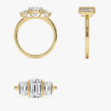2.50 CTW 14K Emerald Cut Lab Grown Diamond Three Stone Engagement Ring - Zali Ferkos Fine Jewelry