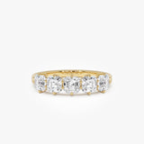 1.50 Ct 14k Asscher Cut Five Stone Lab Grown Diamond Band - Salia 14K Gold Ferkos Fine Jewelry