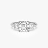 2.50 CTW 14K Lab Grown Asscher Cut Three Stone Engagement Ring - Wirra 14k White Gold Ferkos Fine Jewelry