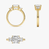 2.50 CTW 14K Lab Grown Asscher Cut Three Stone Engagement Ring - Wirra Ferkos Fine Jewelry