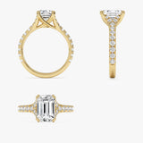 2.50 CTW 14K Emerald Cut Lab Grown Diamond Pave Band Engagement Ring - Skye Ferkos Fine Jewelry