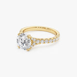 2.50 CTW 14K Round Shape Lab Grown Diamond Pave Band Engagement Ring - Coral Ferkos Fine Jewelry