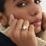 2.50 CTW 14K Oval Shape Lab Grown Diamond Pave Band Engagement Ring - Polly Ferkos Fine Jewelry