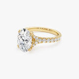 2.50 CTW 14K Oval Shape Lab Grown Diamond Pave Band Engagement Ring - Polly Ferkos Fine Jewelry