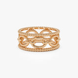 14k Rope Chain Link Unique Ring 14k Rose Gold Ferkos Fine Jewelry