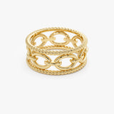 14k Rope Chain Link Unique Ring Ferkos Fine Jewelry