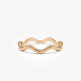 14k Gold Minimalist Wave Ring 14K Rose Gold Ferkos Fine Jewelry