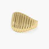 14k Gold Tapered Ribbed Statement Band Ferkos Fine Jewelry