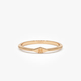 14K Gold Diamond Shape Initial Ring 14k Rose Gold Ferkos Fine Jewelry