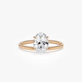 1.00 Ctw 14k Oval Shaped Lab Grown Diamond Elevated Basket Solitaire Ring – Irena Ferkos Fine Jewelry
