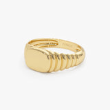 14k Gold Ribbed Cushion Signet Ring Ferkos Fine Jewelry