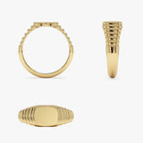 14k Gold Ribbed Cushion Signet Ring Ferkos Fine Jewelry