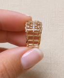 14K Gold Multi Row Open Gallery Diamond Statement Band Ring