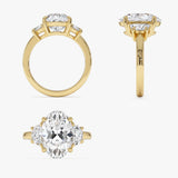 4.85 ctw 14K Gold Oval Lab Grown Diamond Three Stone Engagement Ring Ferko's Fine Jewelry
