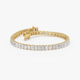 11.40 ctw 14K Gold Emerald Cut Lab Grown Diamond Tennis Bracelet - 14k Gold