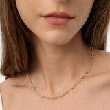 14K Gold Textured Paperclip Chain Necklace Ferkos Fine Jewelry
