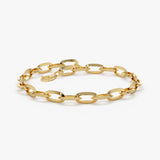 14K Gold Oval Paperclip Link Chain Bracelet 6 Inches Ferkos Fine Jewelry