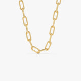 14K Gold Textured Paperclip Chain Necklace 14 Inches Ferkos Fine Jewelry