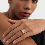 3.80 ctw 14K Gold Emerald Cut Lab Grown Diamond Three Stone Engagement Ring Ferko's Fine Jewelry