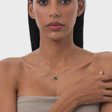 14k 1.50-2.50 ctw Pear Shape Bezel Setting Emerald Necklace