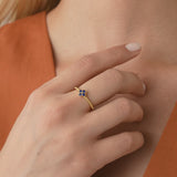 14k Sapphire Clover Ring