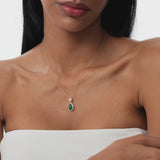 14k 2.00 Ctw Pear Shape Emerald and Diamond Halo Setting Necklace