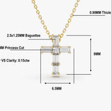 14K Gold Baguette Diamond Tiny Cross Necklace Ferkos Fine Jewelry