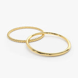 14K Gold Twisted Rope Ring Set Ferkos Fine Jewelry