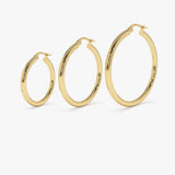 14k Gold Hoops 26.5 - 31.5 - 37MM 14K Gold Ferkos Fine Jewelry