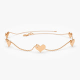 14K Solid Gold Dangle Heart Bracelet 14K Rose Gold Ferkos Fine Jewelry