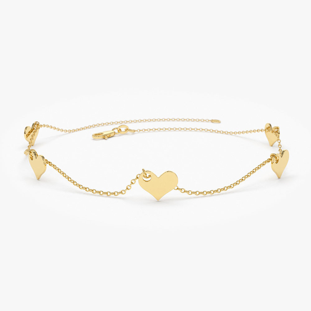 14K Solid Gold Dangle Heart Bracelet 14K Gold Ferkos Fine Jewelry