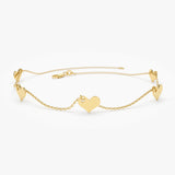 14K Solid Gold Dangle Heart Bracelet 14K Gold Ferkos Fine Jewelry