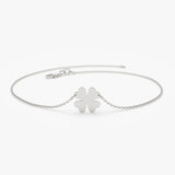 14K Gold Four Leaf Clover Charm Bracelet 14K White Gold Ferkos Fine Jewelry