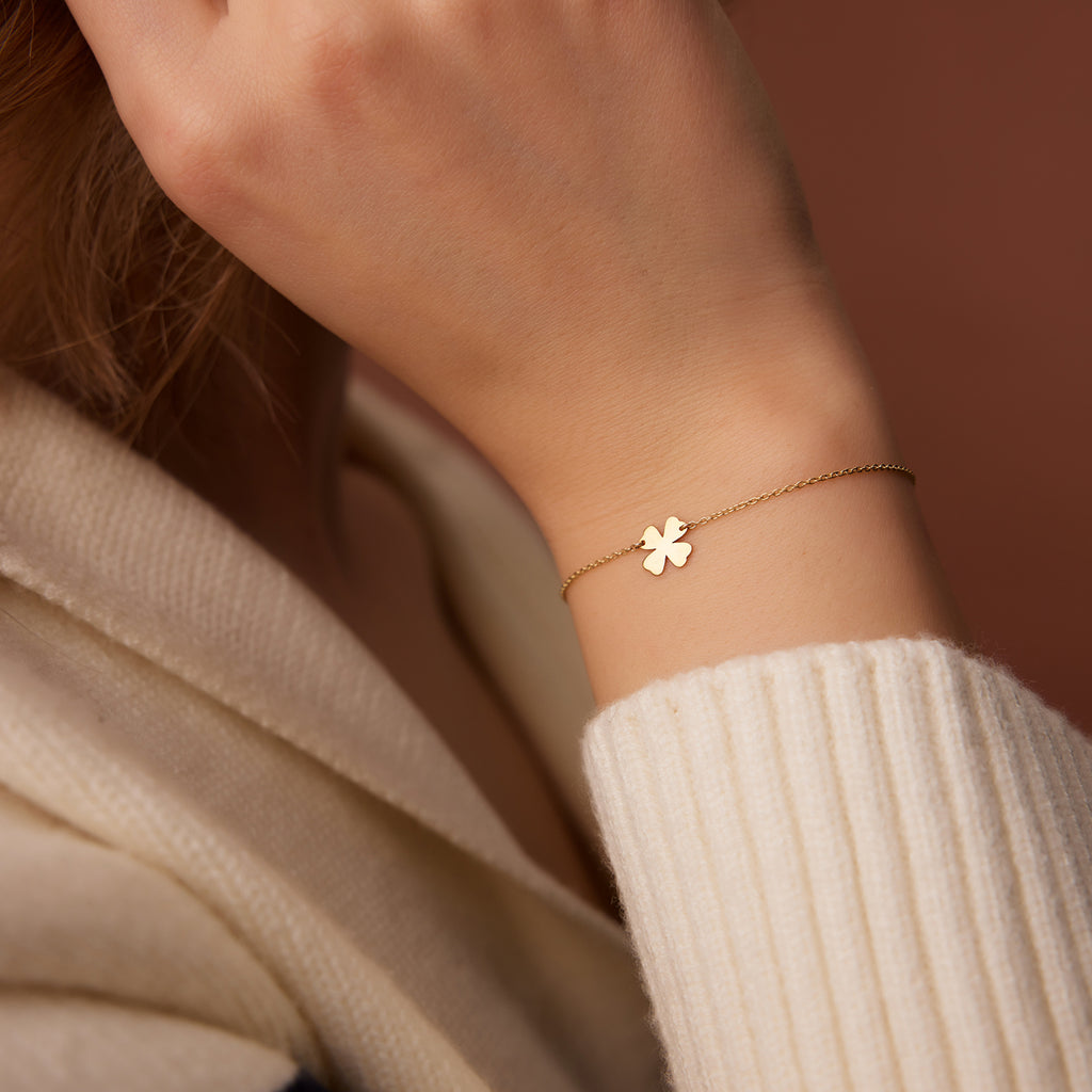 14K Gold Four Leaf Clover Charm Bracelet – FERKOS FJ