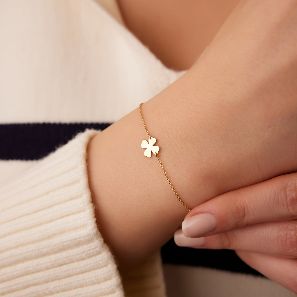  FIORICASA Gold Lucky Four Leaf Clover Bracelet for