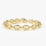 14k Gold Thick Puffed Mariner Bracelet 6 Inches Ferkos Fine Jewelry