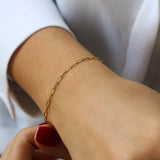 14k Solid Gold Tiny Paper Clip Link Bracelet Ferkos Fine Jewelry