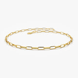 14k Solid Gold Tiny Paper Clip Link Bracelet 14K Gold Ferkos Fine Jewelry