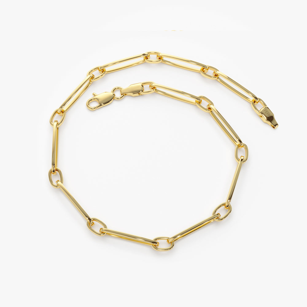 14k Gold Oval Link Chain Bracelet