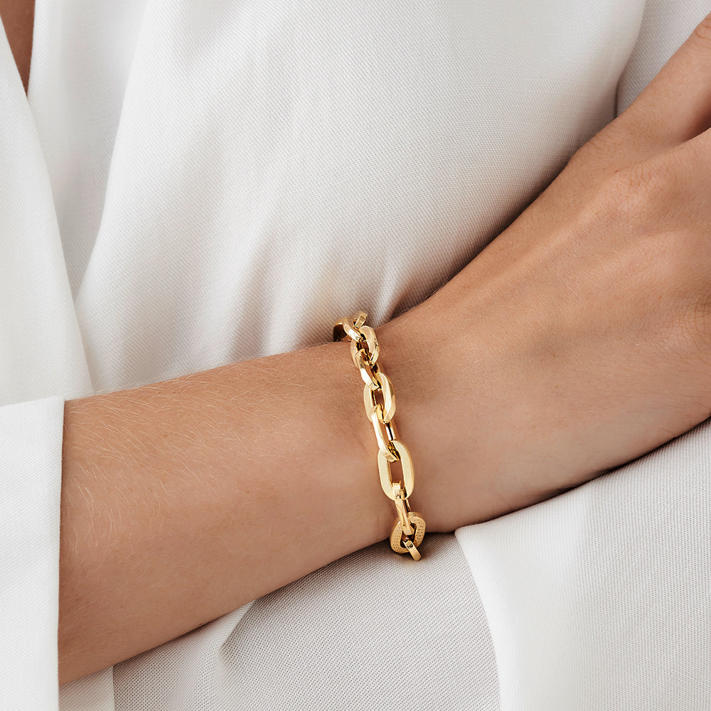 14k Solid Gold Tiny Paper Clip Link Bracelet – FERKOS FJ