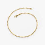 14K Solid Gold 2MM Bead Chain Bracelet Ferkos Fine Jewelry