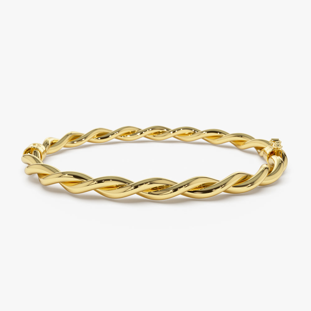 14k Double Twist Rope Stacking Bangle Bracelet 14K Gold Ferkos Fine Jewelry