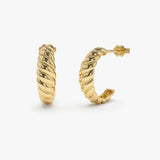 14k Solid Gold Croissant Earrings 14K Gold Ferkos Fine Jewelry