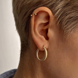 14k Gold Twist Rope Hoop Earrings 25MM Ferkos Fine Jewelry