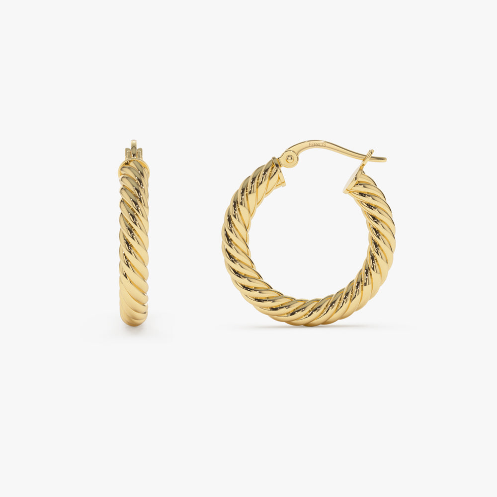 14K Gold Twisted Hoop Earrings