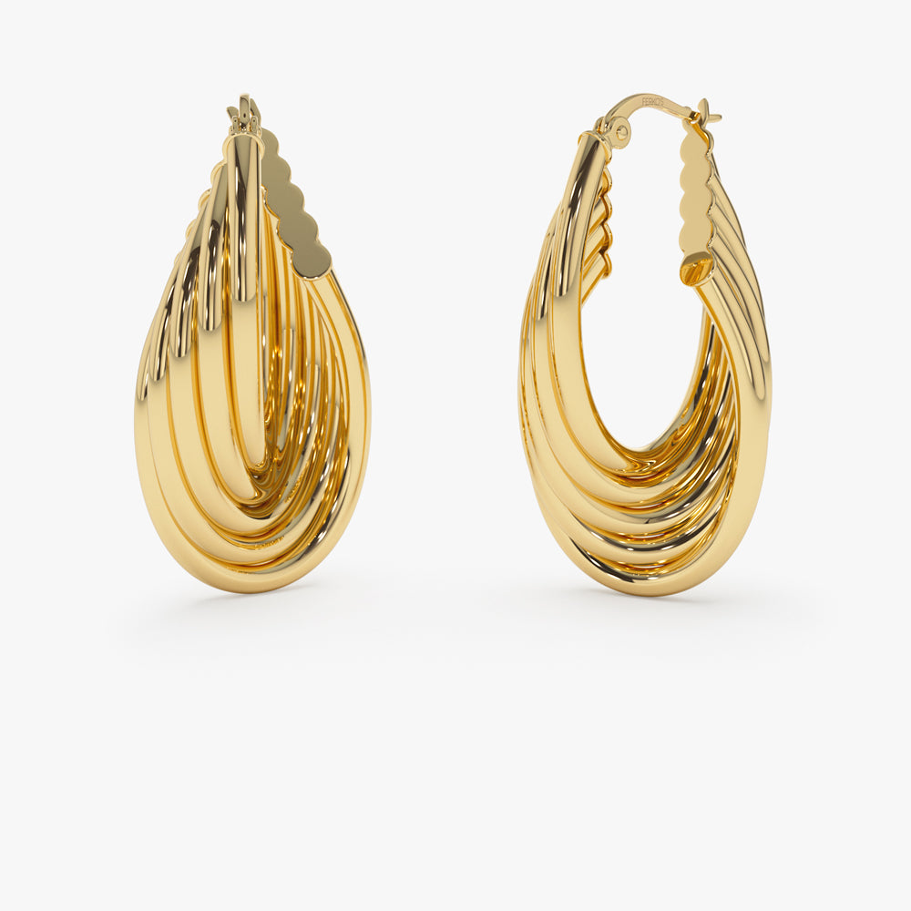 14k Chunky Twisted Hoop Earrings 14K Gold Ferkos Fine Jewelry